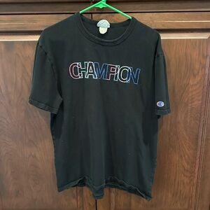 Black stitched lettering Champion tee sz L